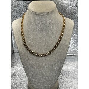 Vintage Avon Braided Gold Tone Faux Pearl Beaded Necklace
